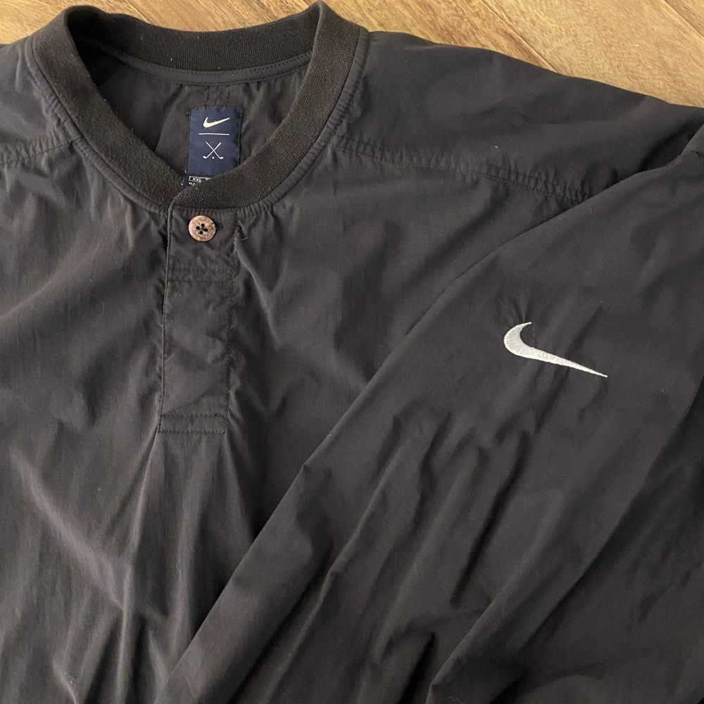 Vintage 90s Nike Golf Windbreaker Mens 2XL Quarter Button Black Outdoors